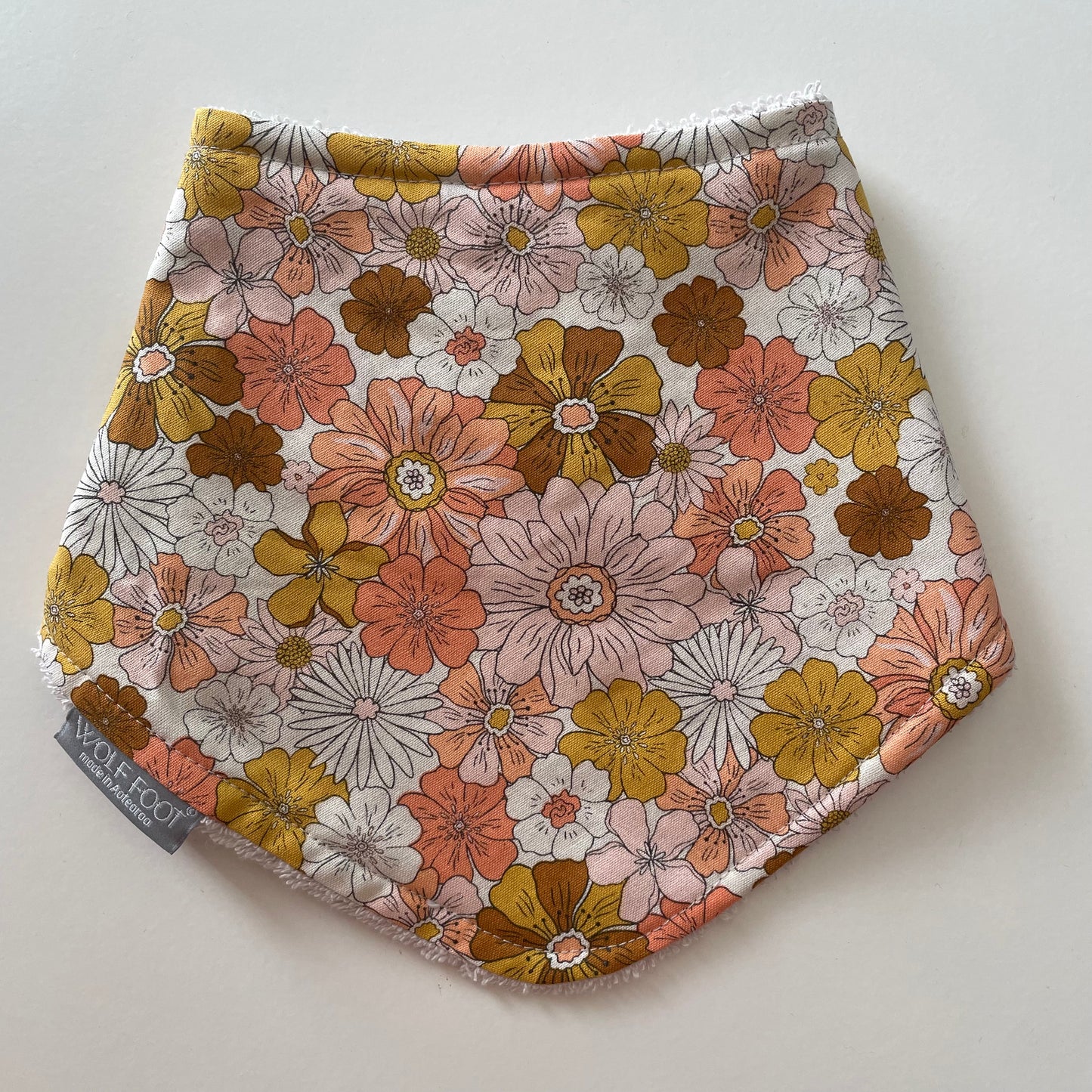 Bandana Bib | Mustard & pink floral