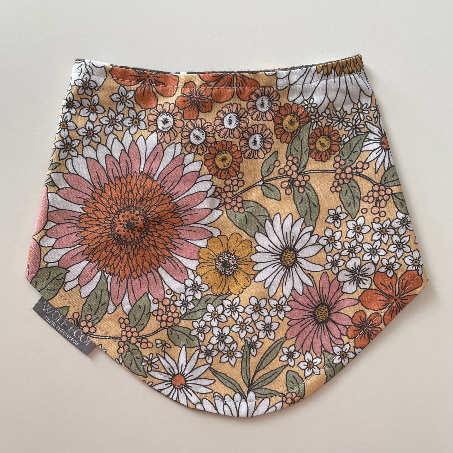 Bandana Bib | Retro yellow flowers