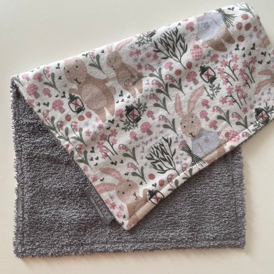 Burp Cloth | Rabbits in a field of flowers
