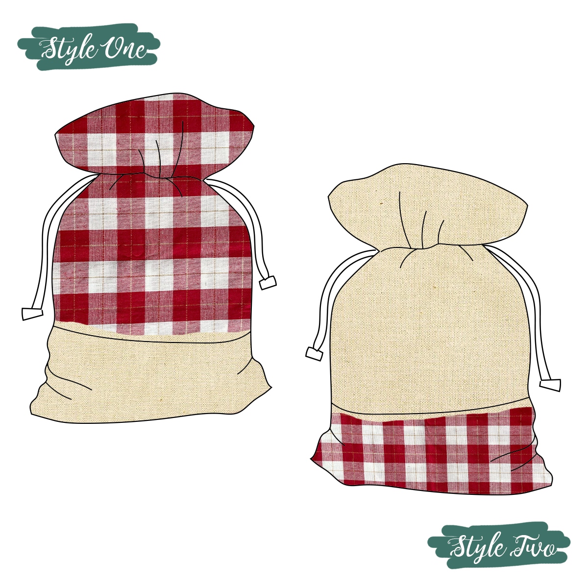 Santa Sack | Red & Gold Checks