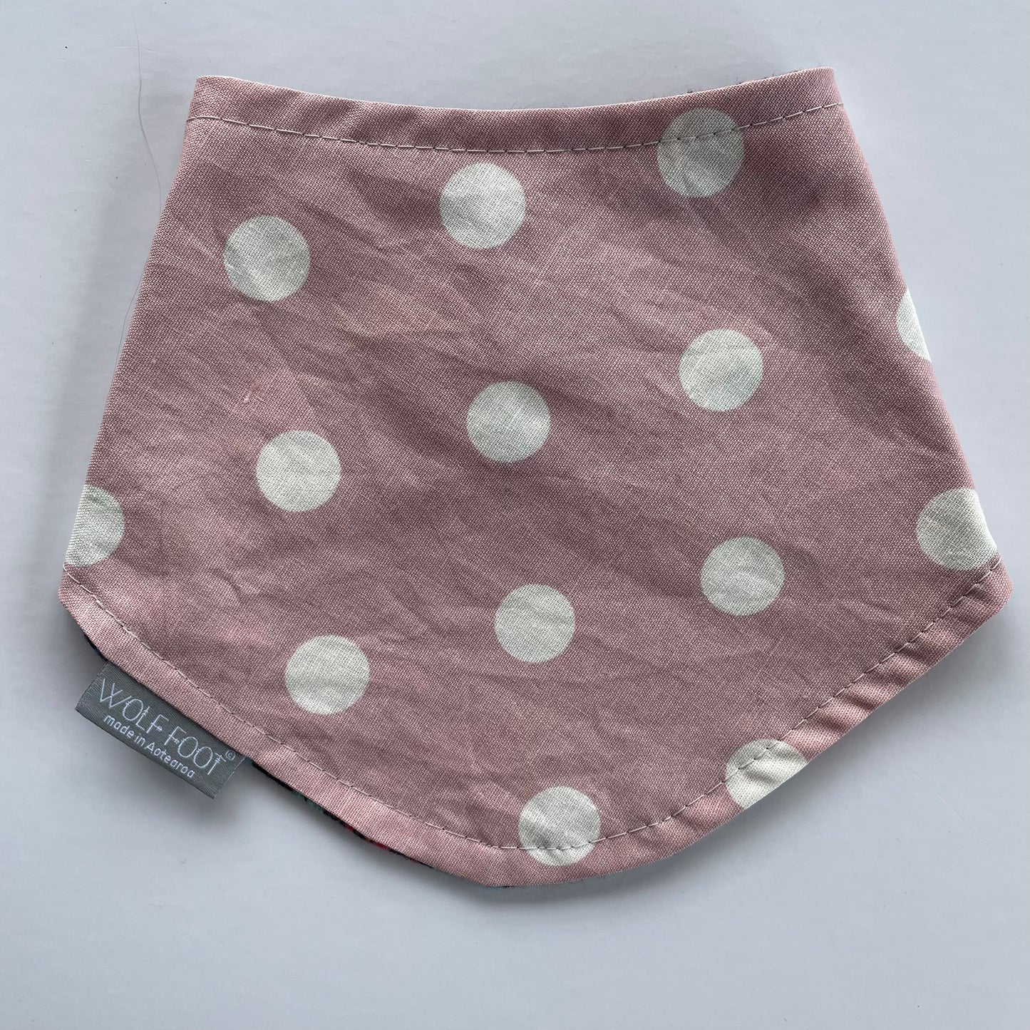 Bandana Bib | Pink Linen Polka Dots