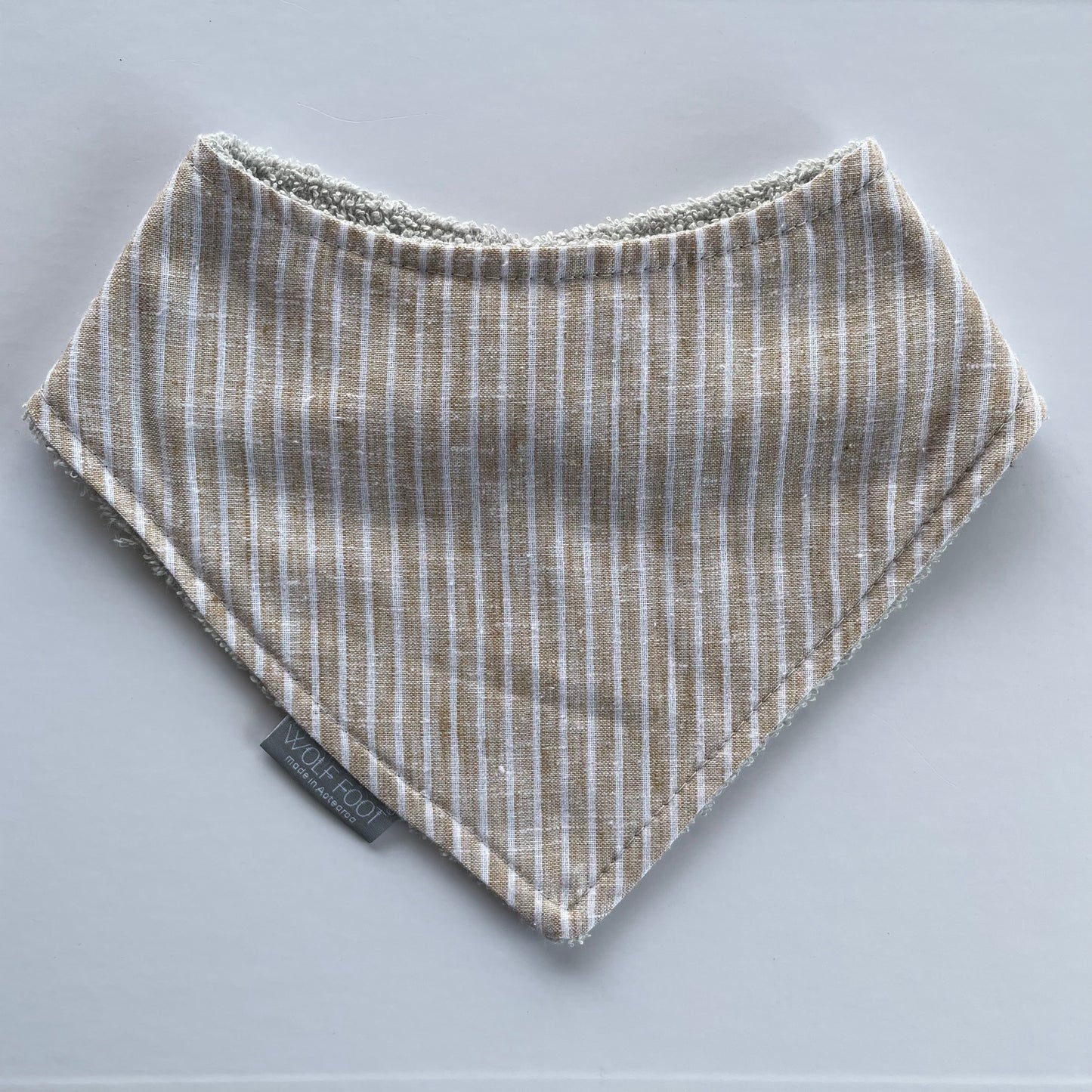 Bandana Bib | Taupe Pinstripe
