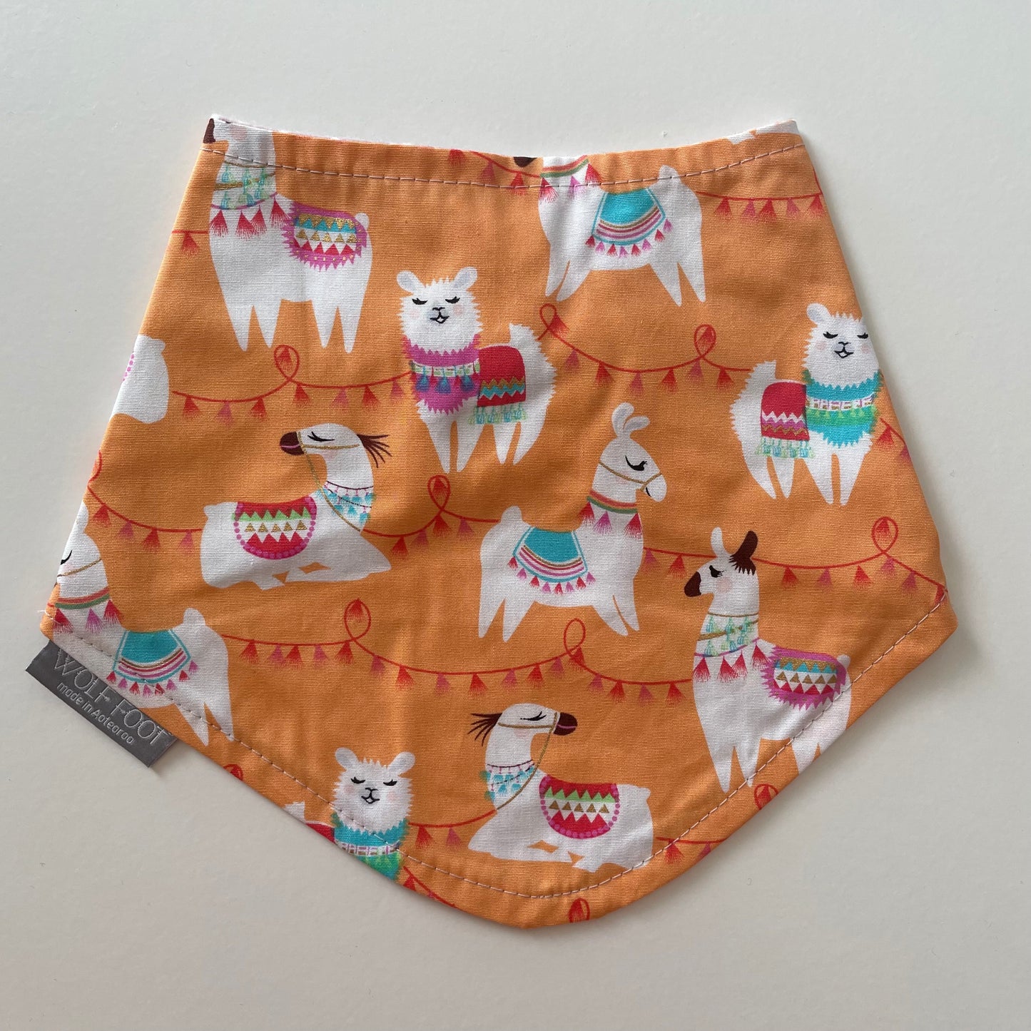 Bandana Bib | Orange Llamas